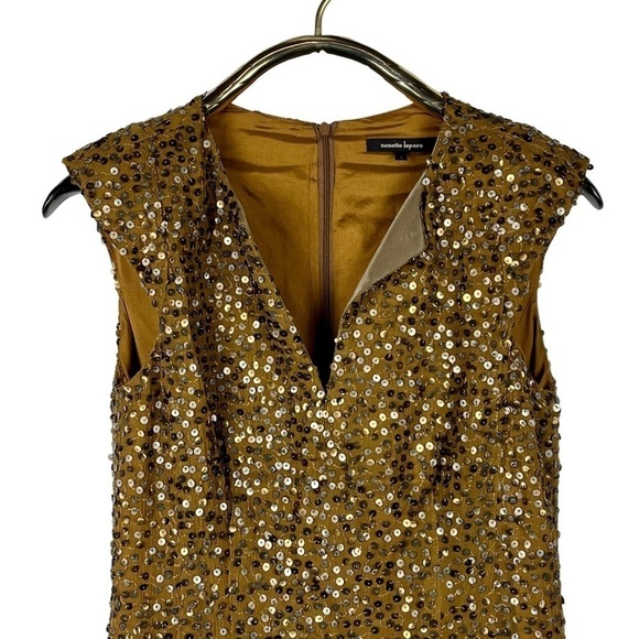 NANETTE LEPORE SEQUIN SILK DROP WAIST GATHERED PLEAT COCKTAIL DRESS - Picture 6 of 17